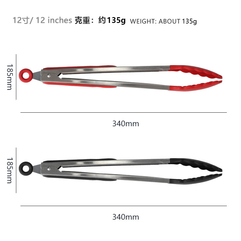 Pinzas de silicona para alimentos, pinzas de acero inoxidable para pan, pinzas para barbacoa coreana, pinzas para alimentos resistentes a altas temperaturas, pinzas para asar al por mayor