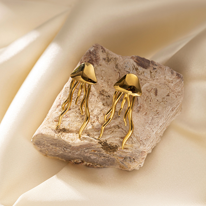 Women's Gender Vintage Style Style PVD Coated Real Gold Plated Jellyfish Starfish 304 Stainless Steel Vintage Style Waterproof Non Tarnish Drop Earrings Ear Studs