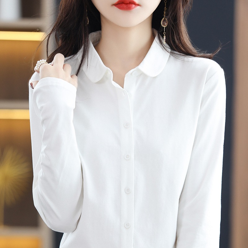 Manufacturer Wholesale 2025 Spring, Summer, Autumn Women's Shirts, Lycra High-Count Cotton Tops, Elegant Long-Sleeve Shirts, German Velvet