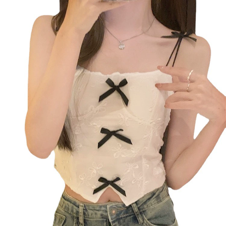 Top with cups with bow, tank top, french style, Chanel style, beautiful back