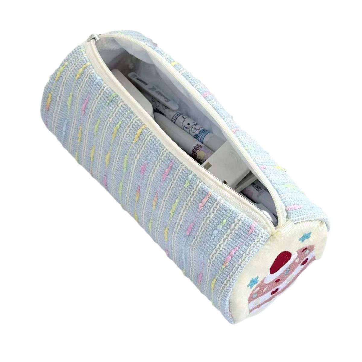 かわいいいちごケーキ筆袋大容量円筒文房具収納袋中高生小清新デスクトップ筆箱女