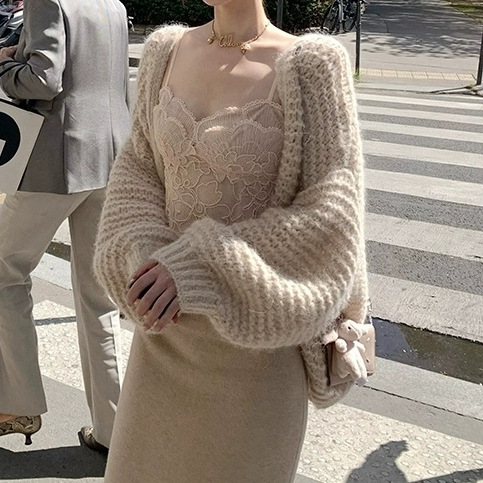 Madofi1 Madou Tuscany Autumn_Warm Alpaca Sheep Wool Heavy Hand Crochet Thick Needle Large Cardigan