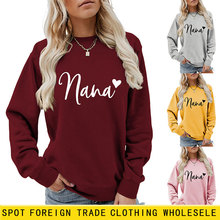 亚马逊eBay外贸批发圆领气质女卫衣nana爱心印花简约休闲上衣现货