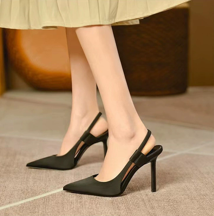 Розовые туфли-лодочки на высоком каблуке для девочек, туфли-мюли на шпильке, новые элегантные французские босоножки на шпильке с закрытым носком