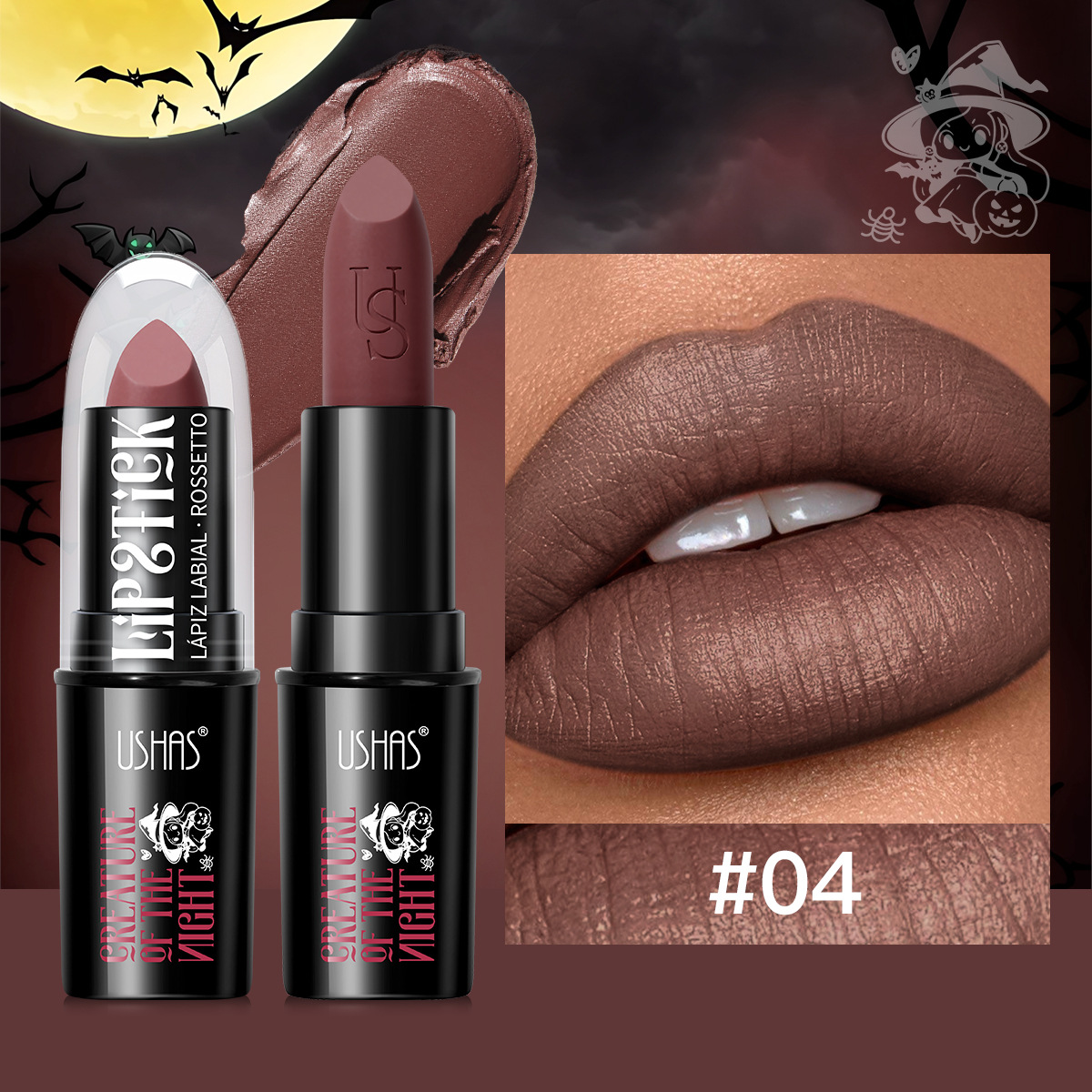USHAS transfronterizo Amazon comercio exterior lápiz labial de Halloween impermeable y duradero lápiz labial mate maquillaje brillo de labios image 10