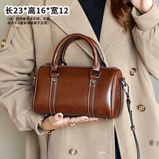 Leather shoulder bag, pillow, genuine leather, high-end