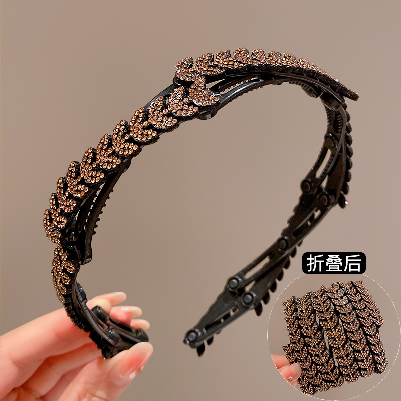 Horde de trigo diamante plegable para mujeres 2025 nuevo cráneo alto portátil viaje lavado de cara tarjeta de cabello de viaje cabello de cabeza