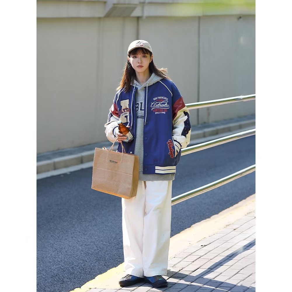 Giacca da baseball uomo a contrasto stile coreano trendy urban_voghion.com