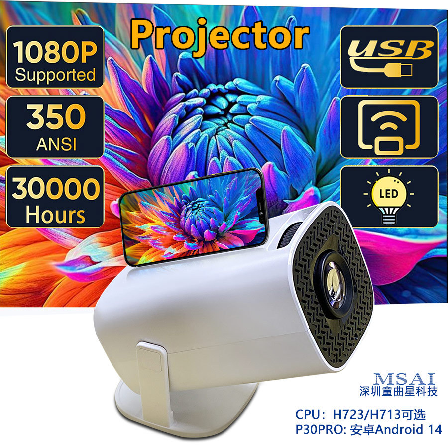 Foreign Trade E-Commerce Popular Projector P30Pro Ptz Led Portable Small High-Definition Home Theater Projector