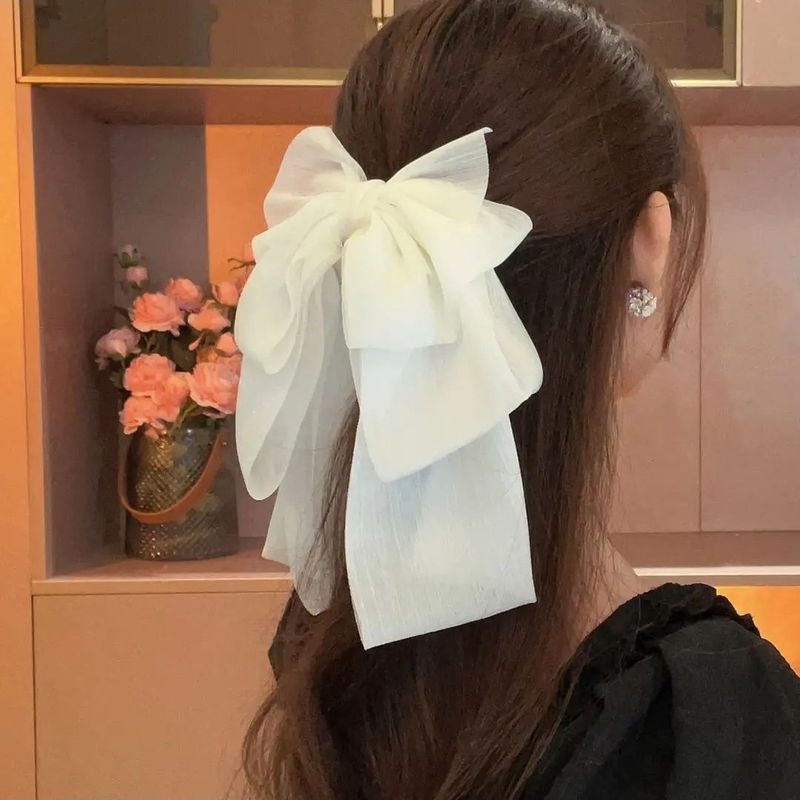 銀糸の大きなリボンヘアクリップ、逃亡王女のヘアクリップ、ネットで話題のエレガントなパール糸の万能で可愛いプリンセスヘアクリップ|undefined