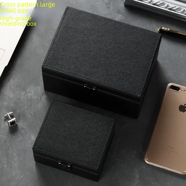 Multifunctional large small Saffiano high-grade black anti-oxidation RFID car shielded key box mobile phone box