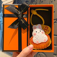 漫画中秋節革月餅ウサギキーホルダークリエイティブ月祭りかわいいスクールバッグペンダント小さなギフト卸売
