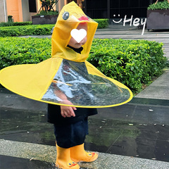 リトルイエローアヒル空飛ぶ円盤レインコート子供のマント傘帽子漫画幼稚園ベビー傘ワンピースレインコート女の子