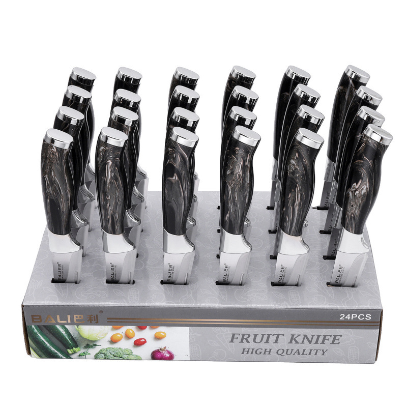 Venta caliente al por mayor juego de cocina cuchillo de caja de exhibición de acero inoxidable cuchillo de cocina con tapa de galvanoplastia doble juego de cuchillo de chef caja de regalo