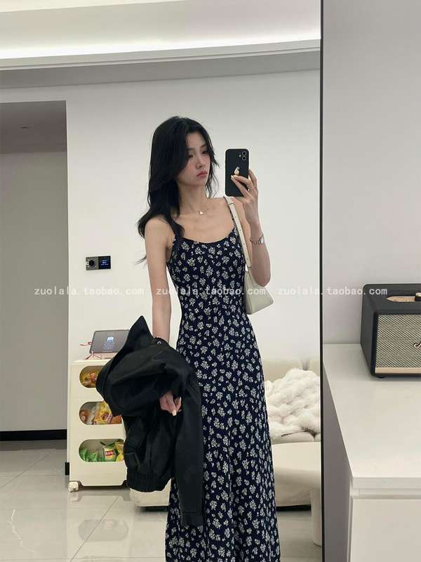 一整套入春穿搭大码胖mm美式复古皮衣夹克外套碎花连衣裙减龄套装|undefined