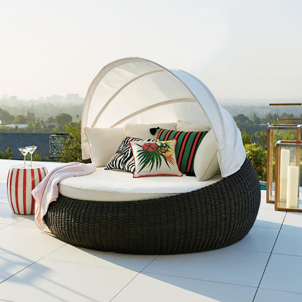 Outdoor lying bed, outdoor chair, courtyard wicker sofa, open-air beach chair, balcony pool lounge chair, outdoor lazy bed, outdoor large round bed