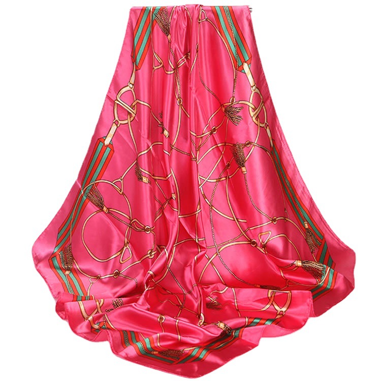 Sciarpa da donna in seta con protezione solare, elegante, in finta seta satinata, quadrata, alla moda, accessorio per borsa._voghion.com