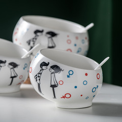 2F火鍋店調料碗自助餐具陶瓷斜口小料碗酒店商用蘸料碗麻辣燙醬料