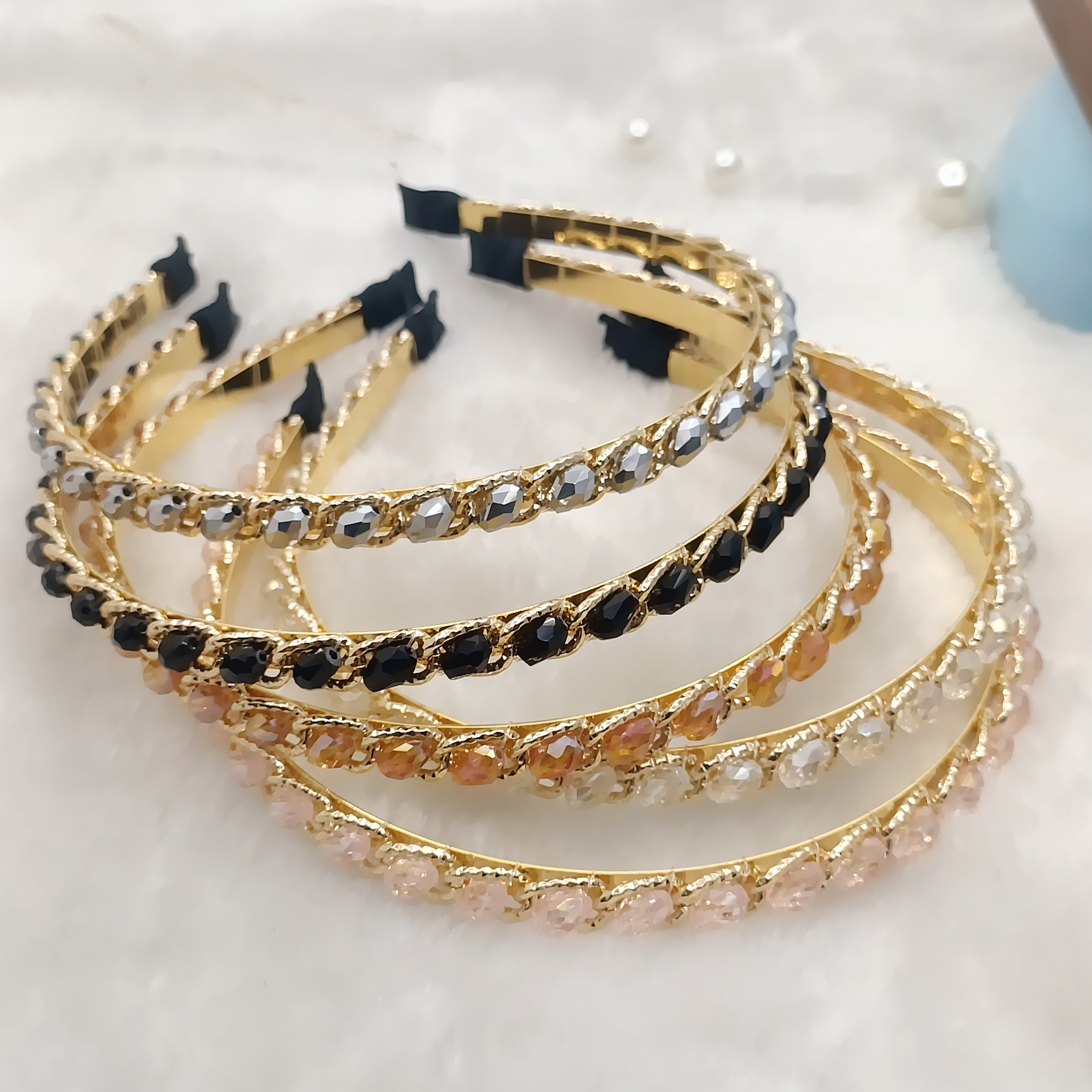 Diadema de Cristal Barroco de Cristal Artificial, Artesanal, Con Perlas, para Mujer