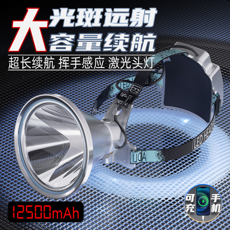 LED Headlight Wholesale Strong Light Lithium Battery Rechargeable Distal Shoot Headlight Outdoor Fishing Home Outdoor