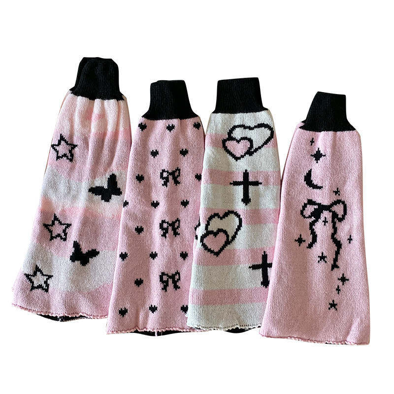 Scaldamuscoli "Scaldamuscoli Y2K con fiocco e cuore – Calzini in maglia reversibili per donna (stampa rosa/stella, taglia unica, stile Sweet Subculture)"_voghion.com