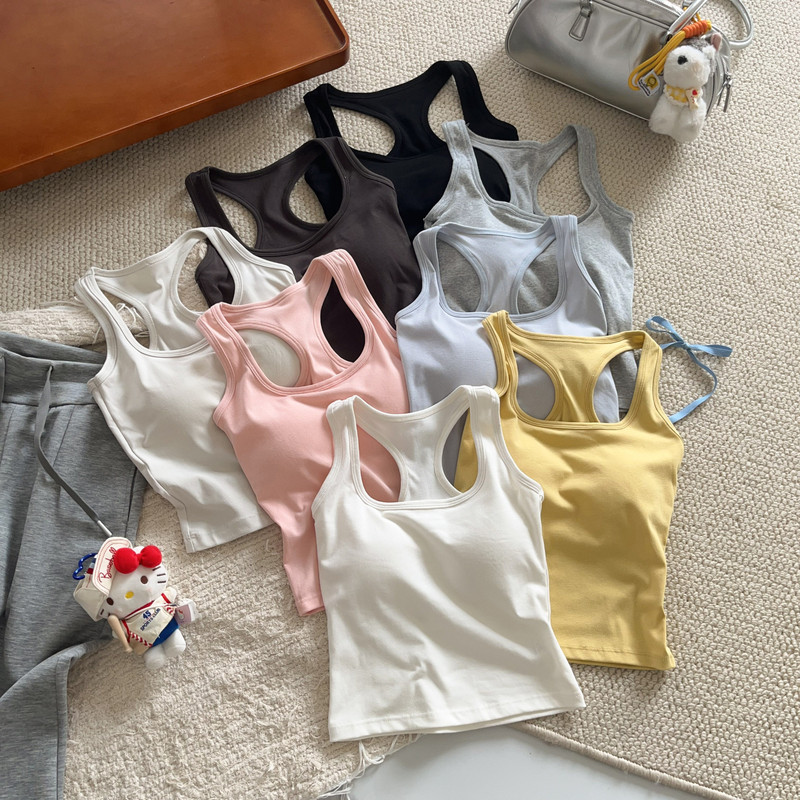 Korean-Style Dopamine Tank Top for Women, Summer Cotton Integrated Cup Sports Casual Slim-Fit Versatile Sleeveless Top Korean-Style Dopamine Tank Top for Women, Summer Cotton Integrated Cup Sports Casual Slim-Fit Versatile Sleeveless Top