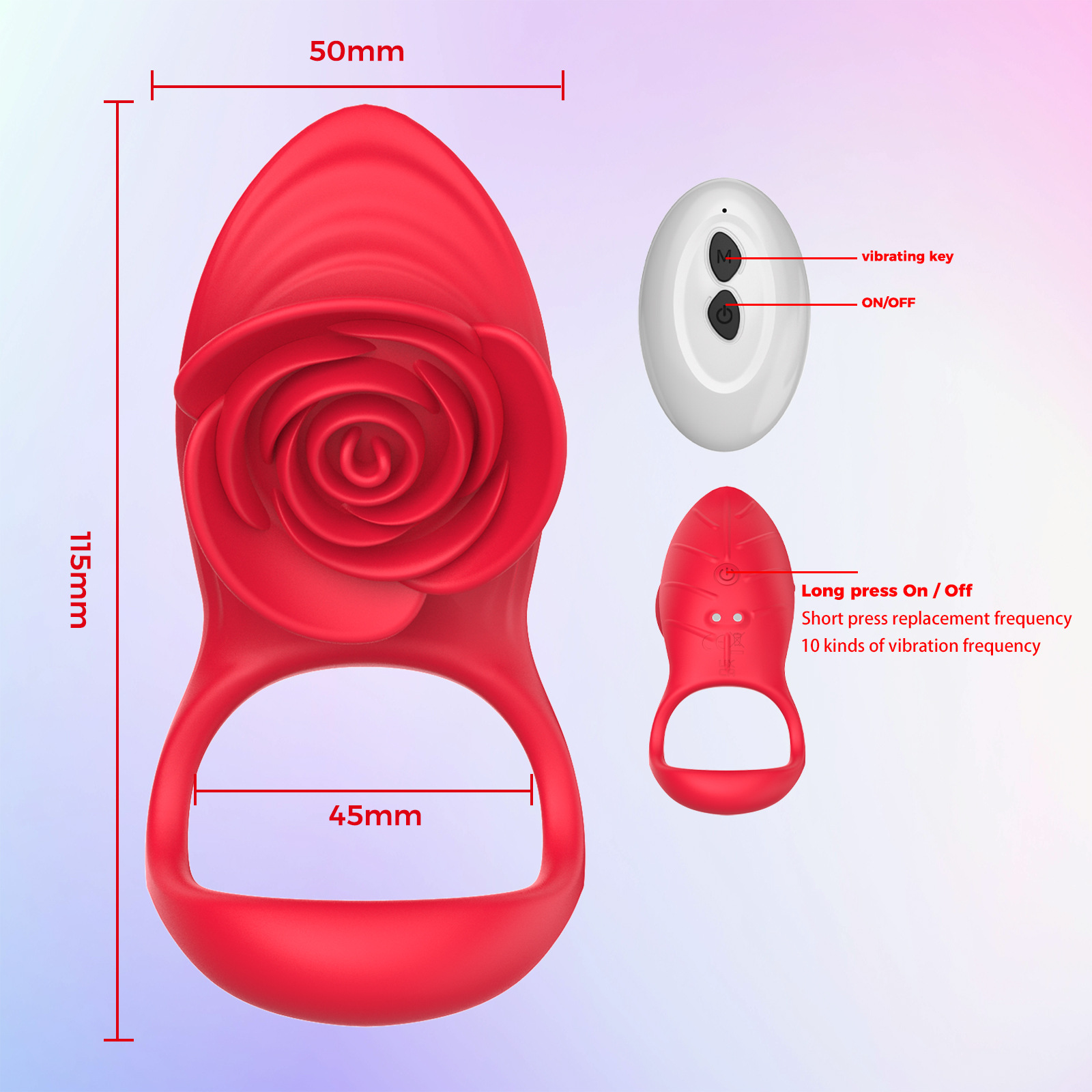Anello di bloccaggio Hot Rose con telecomando wireless per adulti, per flirtare e ritardare_voghion.com
