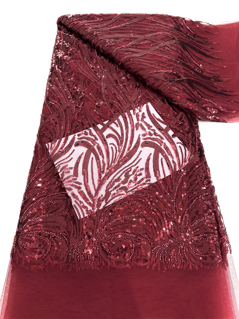 Nueva tela de lentejuelas de tubo de cuentas de moda tela de bordado con cuentas vestido de novia de alta costura tela de vestido de moda