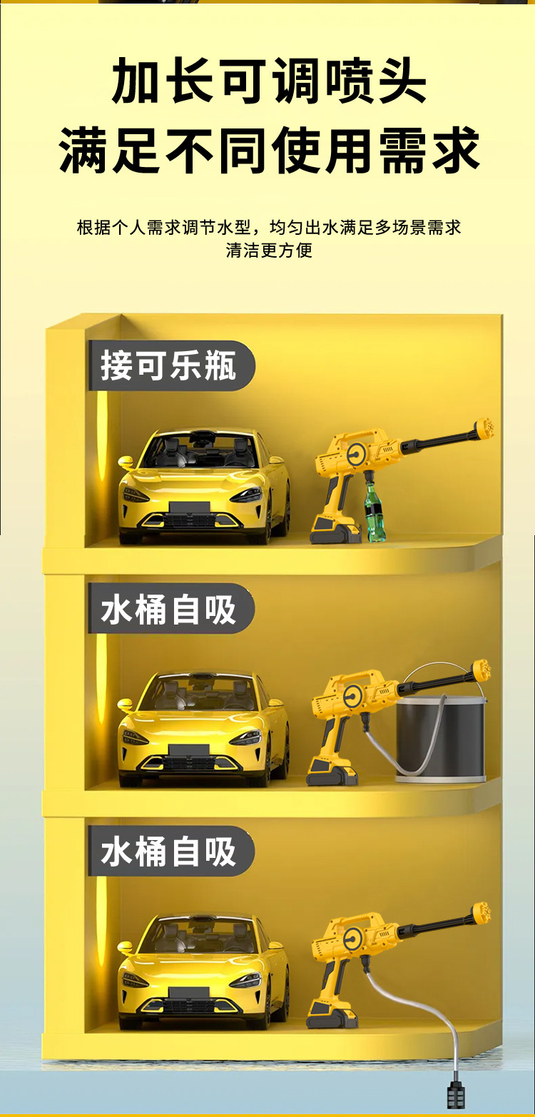 Easy-To-Install Household Pressure Washer Water Gun with Extended Hose, Handheld Spray Gun for Car Washing, Watering, and Cleaning Set