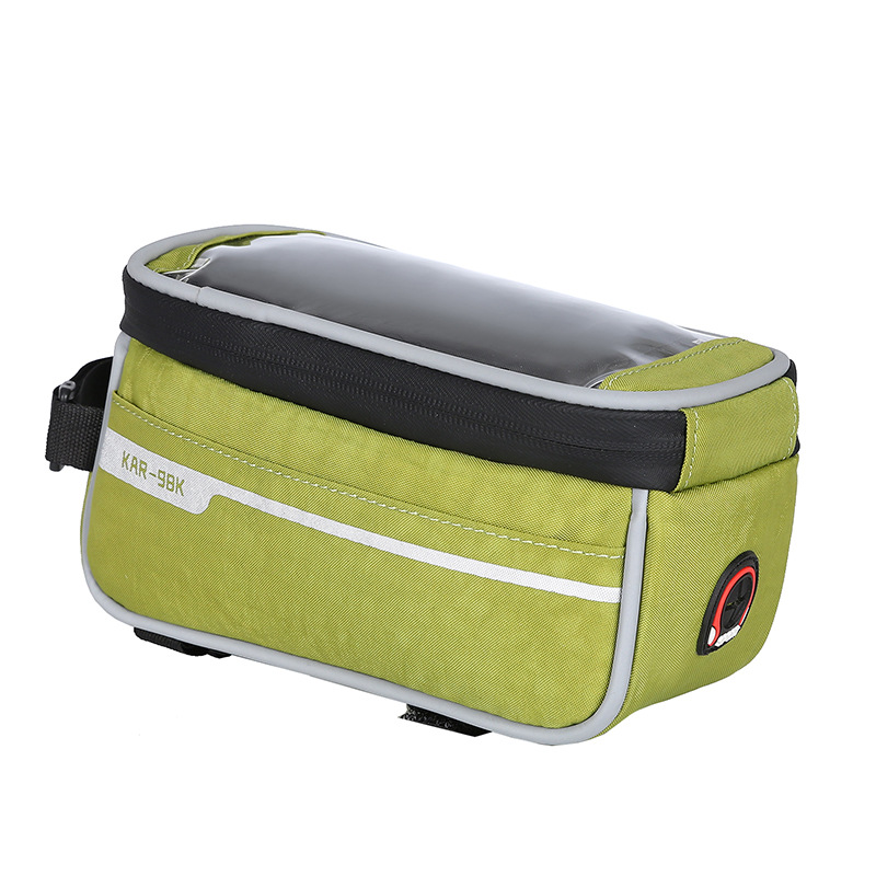 Verano nueva bicicleta de pantalla táctil bolsa de teléfono móvil negro bicicleta de montaña bolsa de sillín haz frontal bolsa de ciclismo al por mayor fabricante