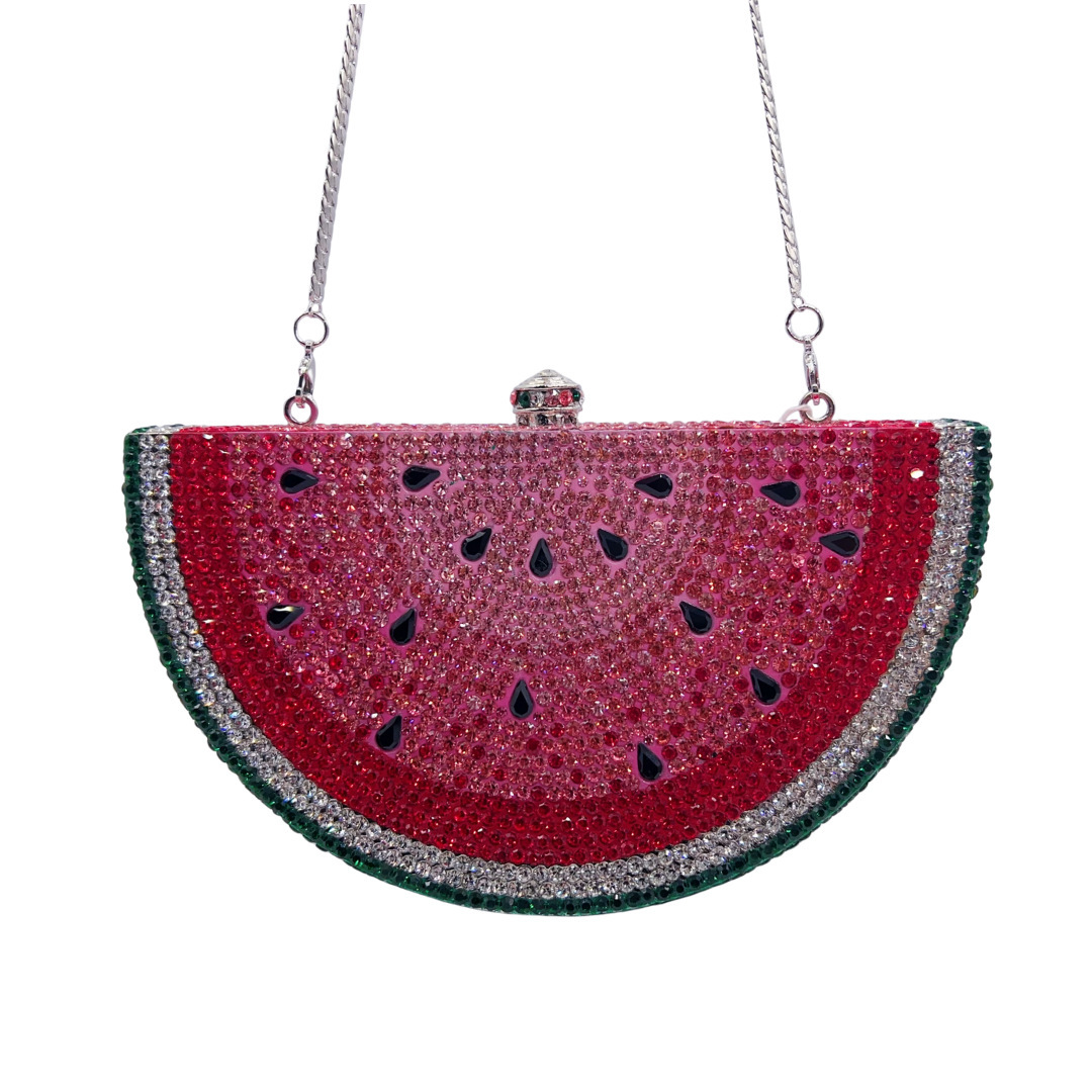 Clutch cross-border sandía con diamantes bolsas de cena Europa y América vestido de fiesta bolsas de noche lujosas bolsas de mano de diamantes de agua