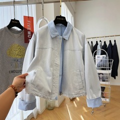 高级感超好看韩系休闲牛仔外套女春秋季出游独特漂亮翻领夹克上衣