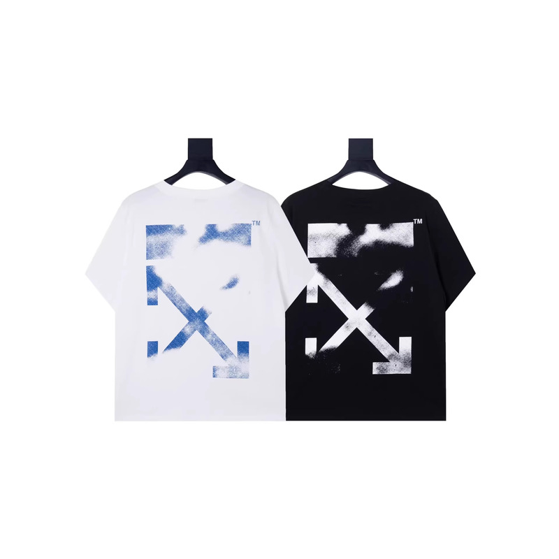 Off White In-Stock Items with Complete Tags, Washed and Vintage-Style Arrow Print, Pure Cotton, Crew Neck, Short Sleeve T-Shirt for Men and Women Off White In-Stock Items with Complete Tags, Washed and Vintage-Style Arrow Print, Pure Cotton, Crew Neck, Short Sleeve T-Shirt for Men and Women