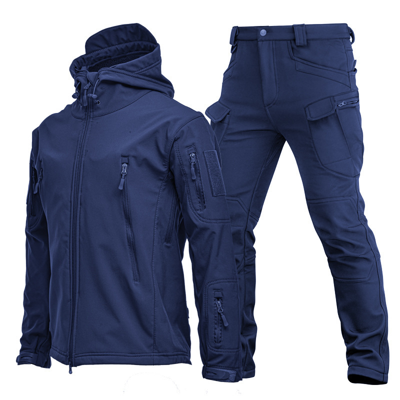 Outdoor Shark Skin Soft Shell Jacket suit Men's Spring Autumn and Winter Military Fan Windproof Breathable fleece-lined Mountaineering Jacket Outdoor Shark Skin Soft Shell Jacket suit Men's Spring Autumn and Winter Military Fan Windproof Breathable fleece-lined Mountaineering Jacket