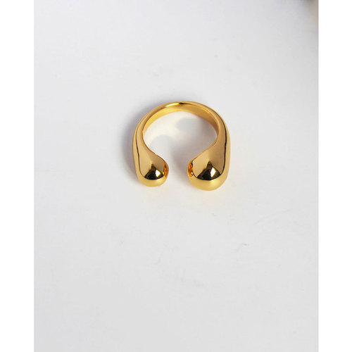 Brass electroplated 18K gold open adjustable ring European and American fashion cold style simple stacked joint ring trend 174