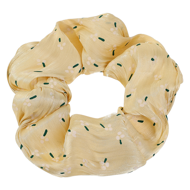 2025 primavera nueva tela amarilla anillo de cabello de intestino grande mujer japonesa ondulación asintiendo cuerdas de cabello de cola de caballo adornamiento para el cabello