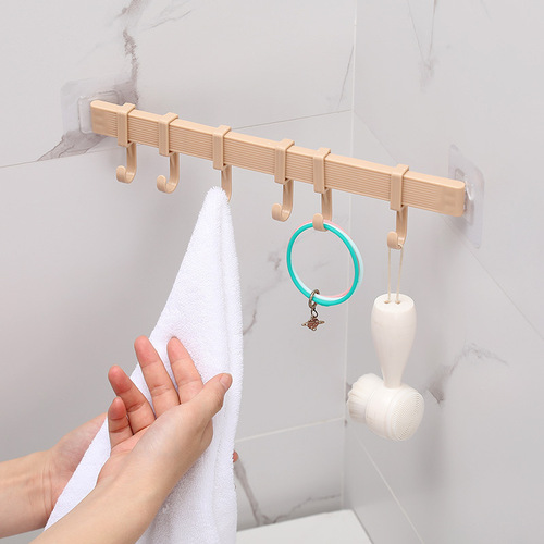 Traceless punch-free load-bearing adhesive hook bathroom bathroom towel hanger six-link corner adjustable hook