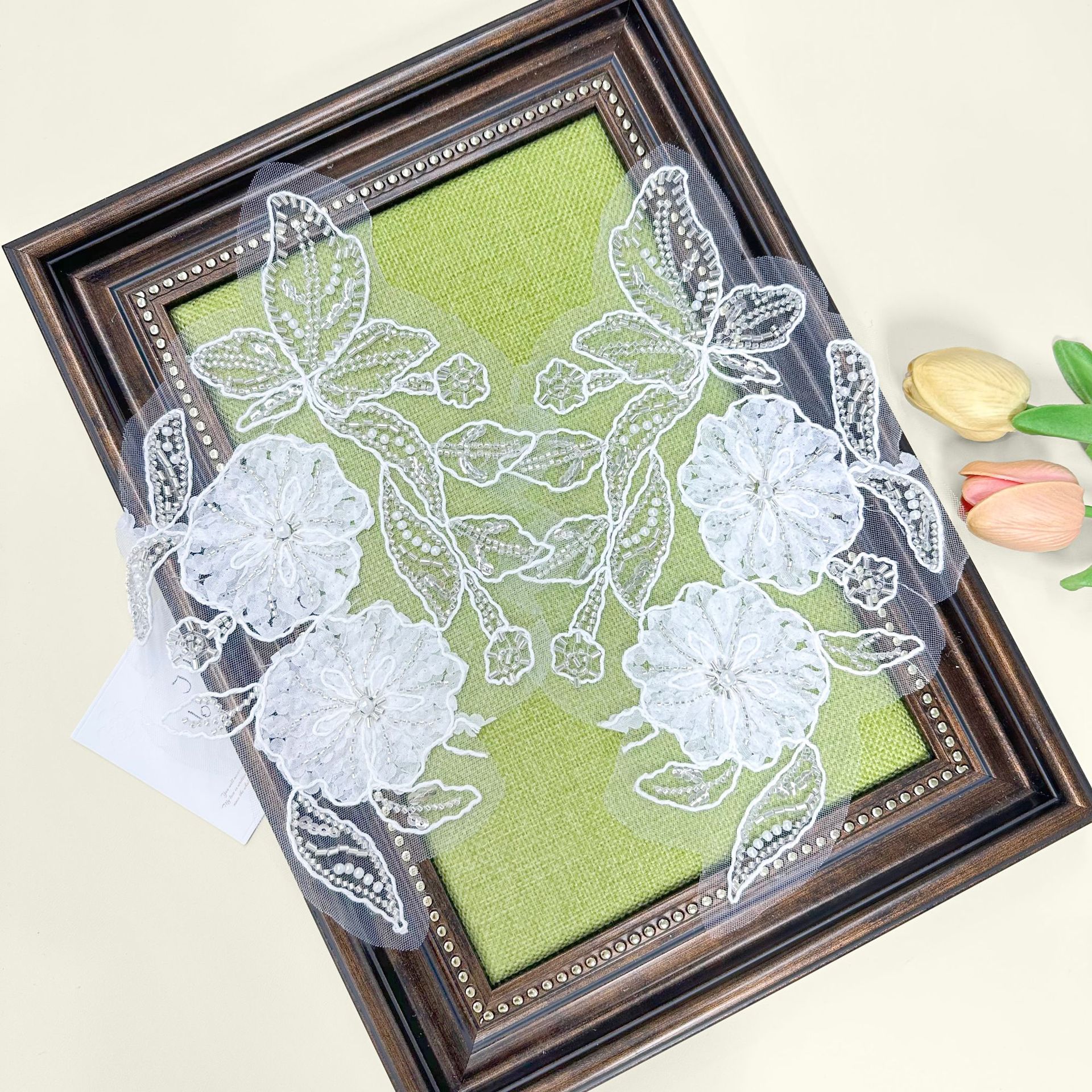 Blanco encaje bordado pegatinas de encaje floral vestido de boda DIY accesorios multi-tamaño floral mariposa decoración simétrica image 1
