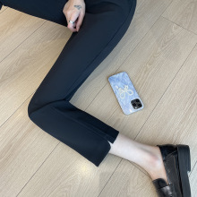 早秋黑色大码西装裤女小个子九分直筒烟管裤高腰八分职业小脚裤