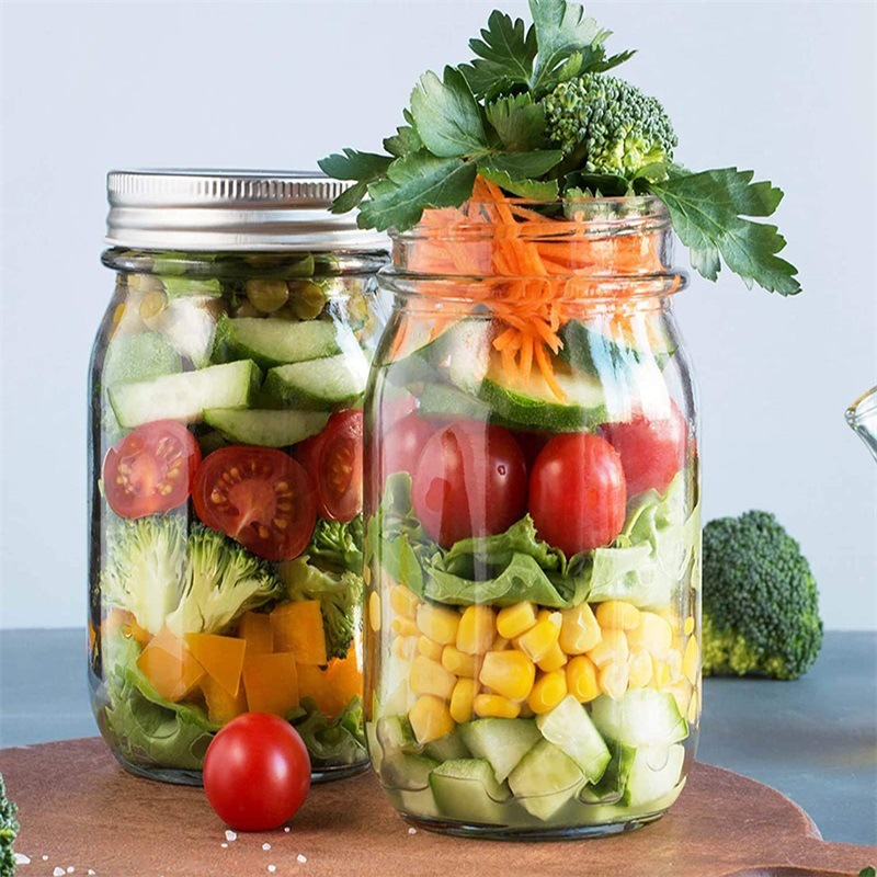 批发1000ml梅森罐透明玻璃瓶方圆果酱瓶沙拉瓶ball梅森瓶罐头瓶子