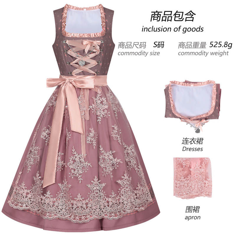 新型アマゾンドイツビール祭り服装バイエルン伝統ワンピース方襟露肩ベストcos服|undefined