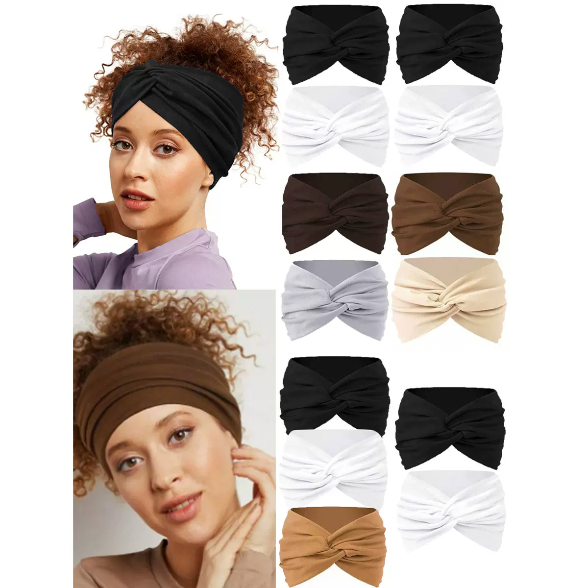 欧美新款女士发带加宽头带瑜伽弹力发带跑步束发带运动头带吸汗