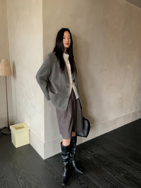 木兰 复古老钱风西装女2025十三行秋季新款柔软羊毛百搭外套57231|undefined