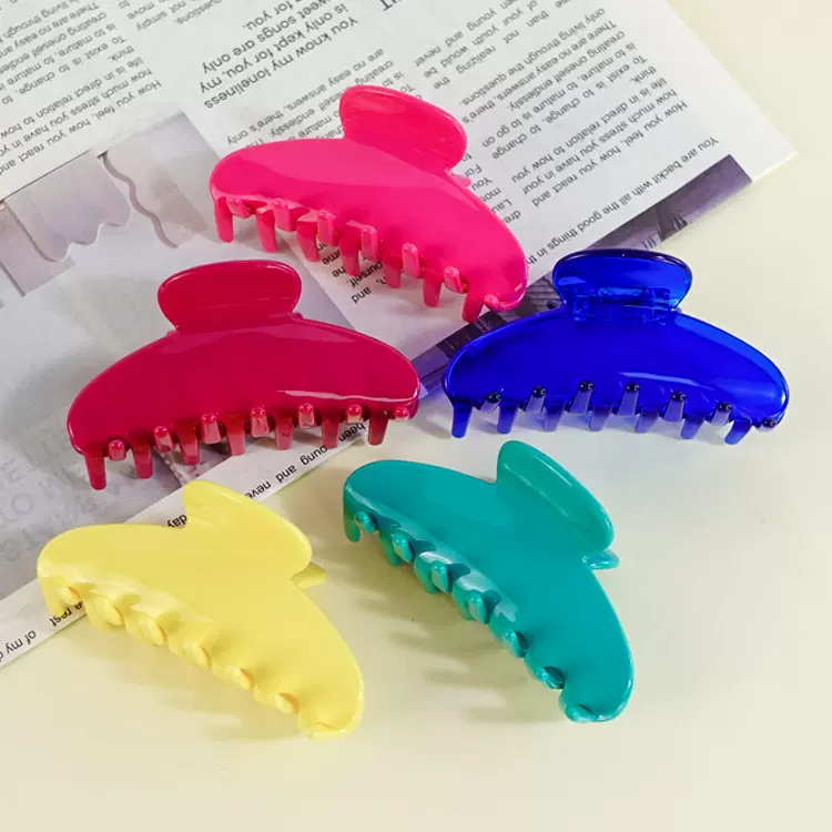 逸意饰品韩款新款高级感纯色系醋酸发夹百搭简约贝壳盘发鲨鱼夹