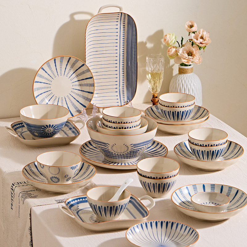 Underglaze Color 2026 New Ceramic Tableware Set, Bowl and Chopsticks Gift, Housewarming Present Tableware Set