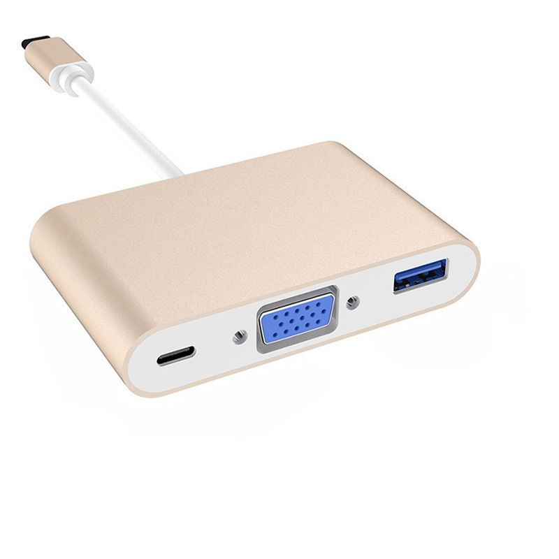 Type-C to Vga 1080P 60Hz Usb3.0 Pd Charging Mobile Phone and Computer Three-In-One Video Converter