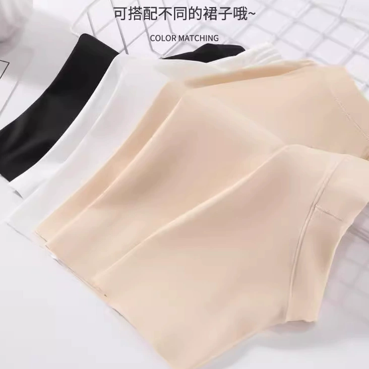 Трехточечные защитные брюки из ледяного шелка, женские летние тонкие дышащие высокоэластичные базовые шорты из хлопка с защитой от ходьбы и шаговым швом, без отметин, без Подола