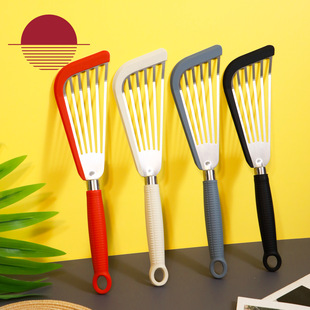Silicone stainless steel frying fish shovel fan-shaped steak shovel new wooden handle inclined leakage shovel kitchen multi-purpose shovel factory direct supply