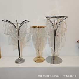 新品婚庆道具水晶桌花器亚克力路引婚礼堂铁艺摆件装饰电镀餐桌