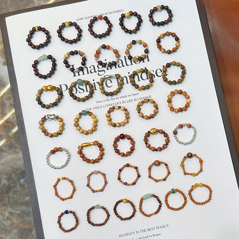 Natural Pearl, Agarwood, Sandalwood Ring, Jade Plain Ring, High-End Niche Handmade Ring, Ring Band Wholesale